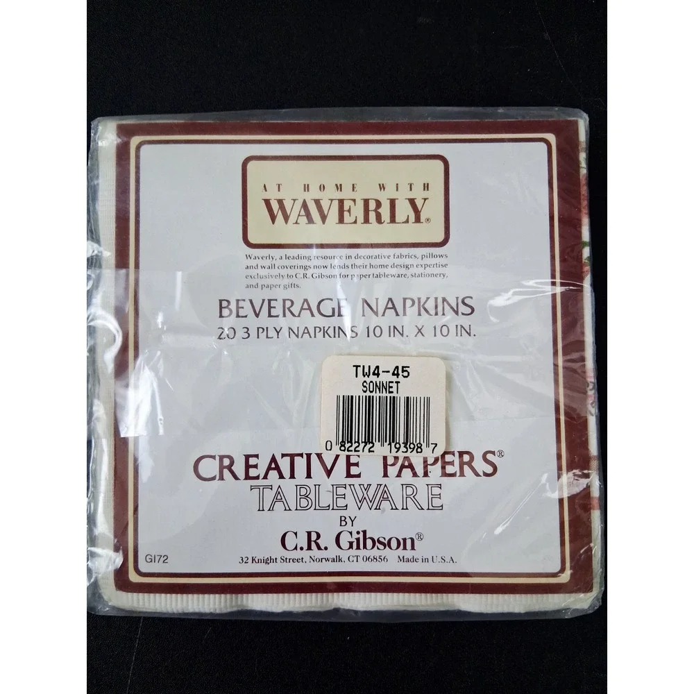 Vintage Waverly Beverage Paper Napkins 1 Pack of 20 10X10in NIP Cottagecore
